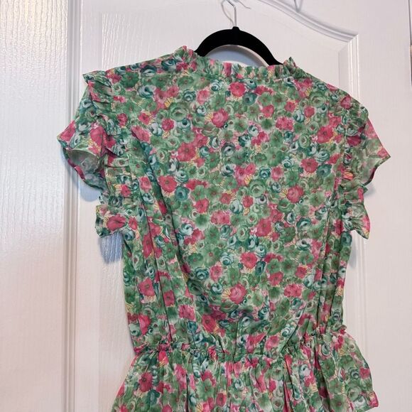Reset by Jane Green Floral Tiered Ruffle Joelle Mini Dress NWT Size Medium - Picture 8 of 12
